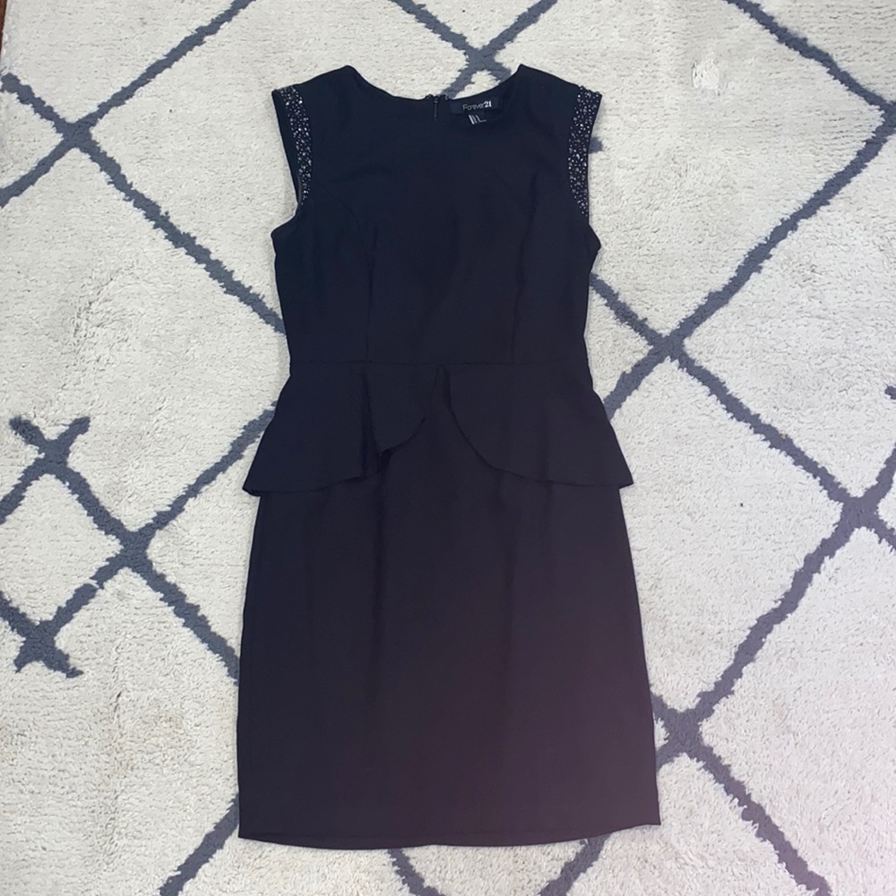 Little Black Dress, sleeveless jewel edge, peplum Size Medium